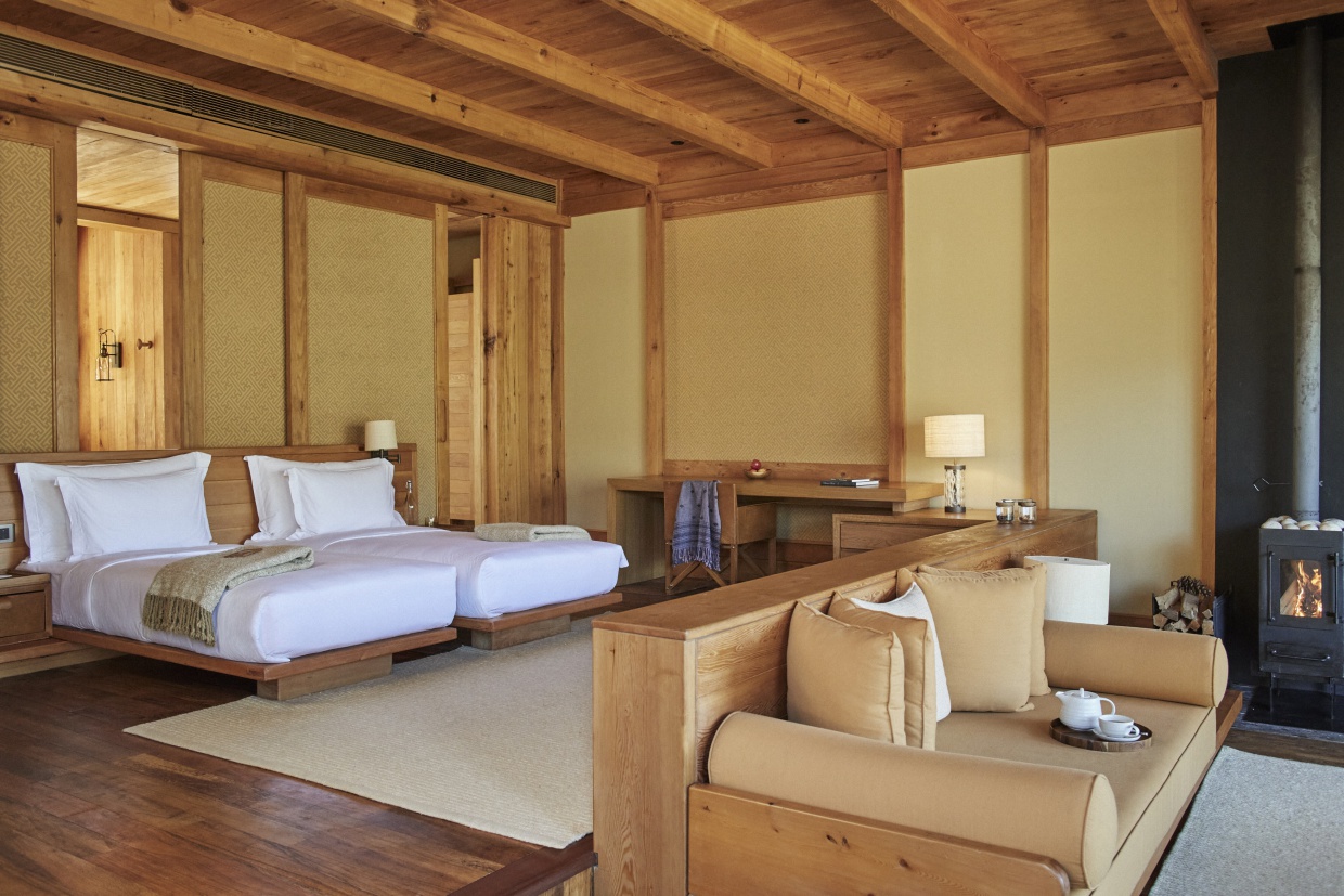 Punakha Suite Bedroom with Twin Beds Bhutan