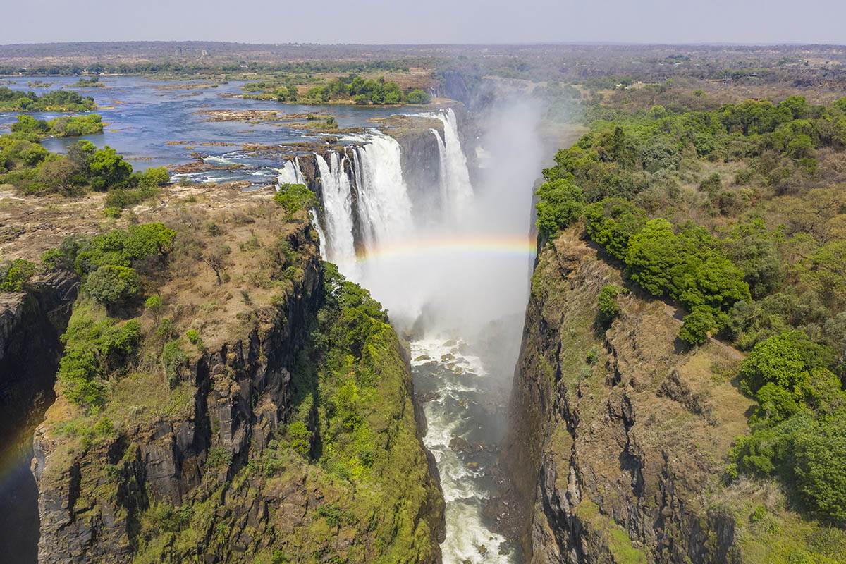 Aerial view of famous Victoria Falls, Zimbabwe and Zambia