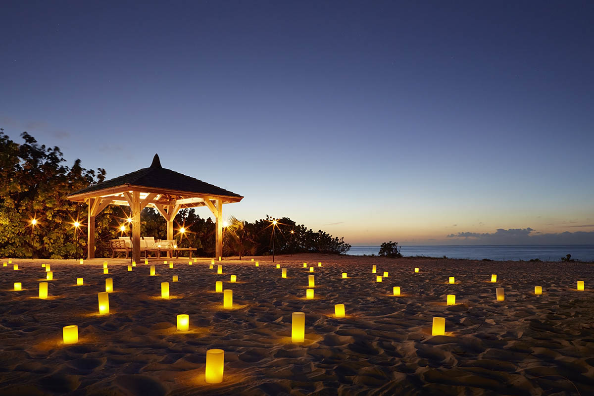 Candlelit dinner in the Tiki Hut at Amanyara, Turks and Caicos