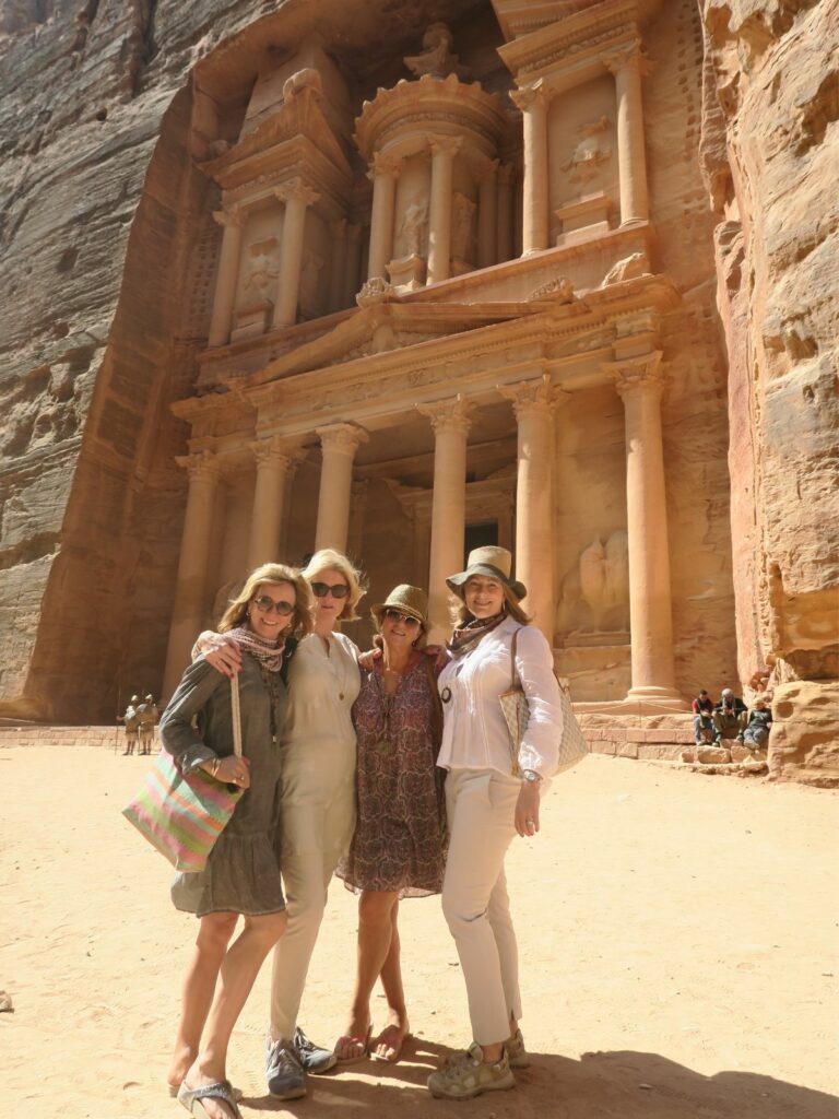 Luxury travel expert, Hen Loyd, in Petra with friends