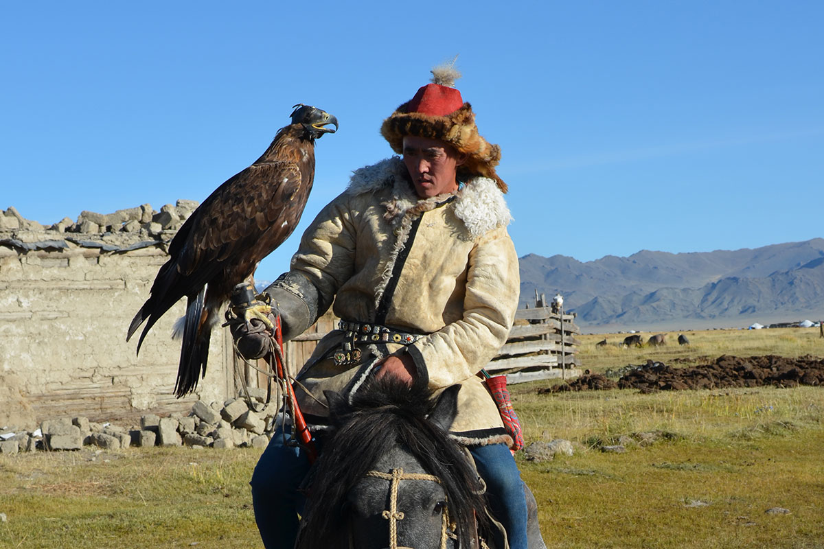 Man with Eagle in Mongolia