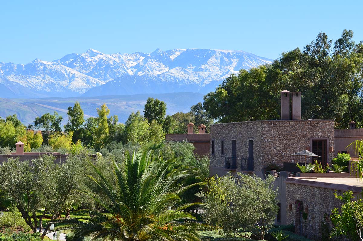 View towards Atlas Mountains, from The Capaldi Hotel in Morocco, one of the best places to go for Easter
