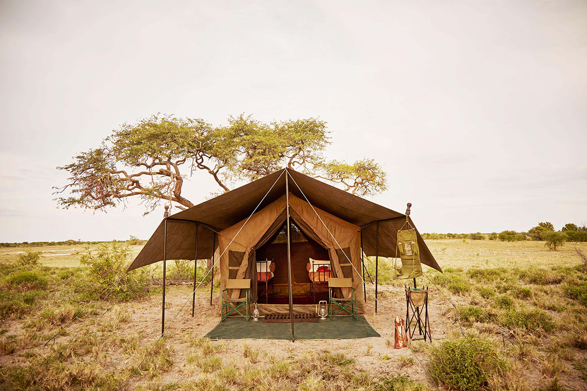 Canvas tent on a mobile expedition in Botswana, from our bespoke travel experiences journal