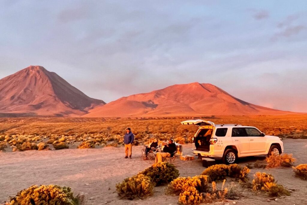travel to Atacama desert for a picnic under the sunset