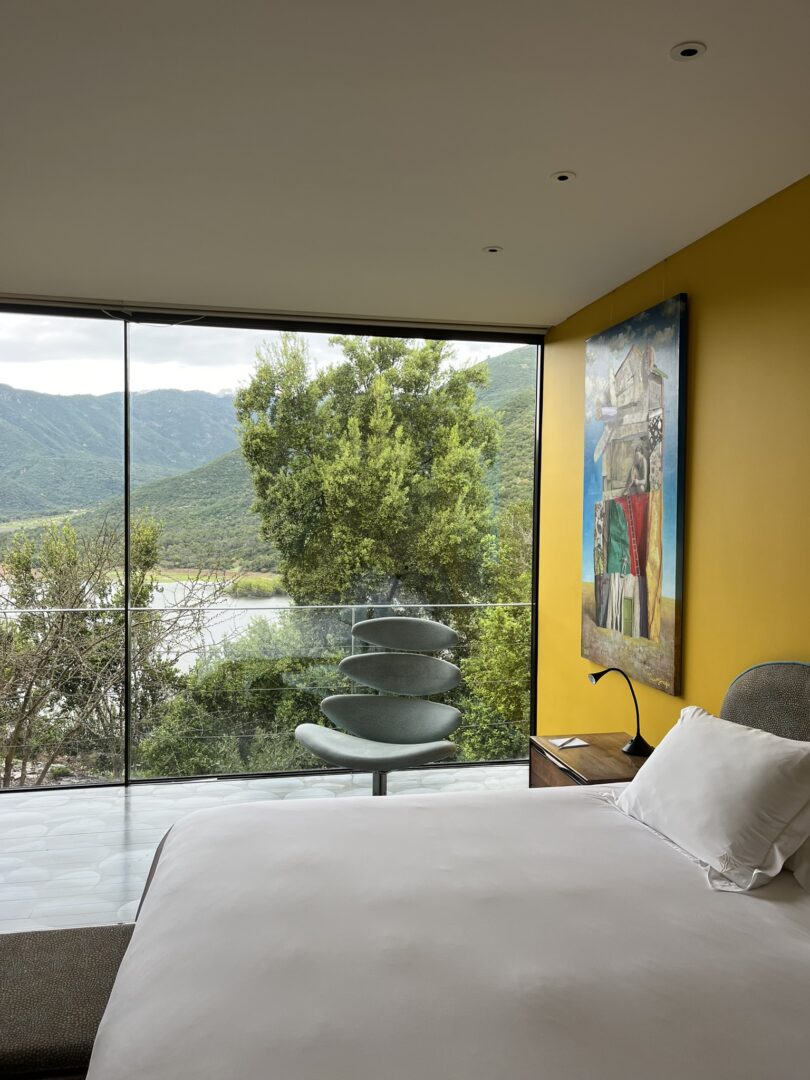 yellow wallpaper in Vina Vik bedroom