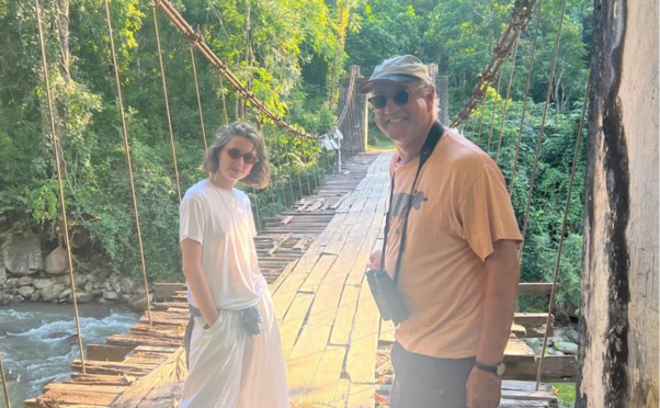 Christopher Wilmot-Sitwell with his daughter in India