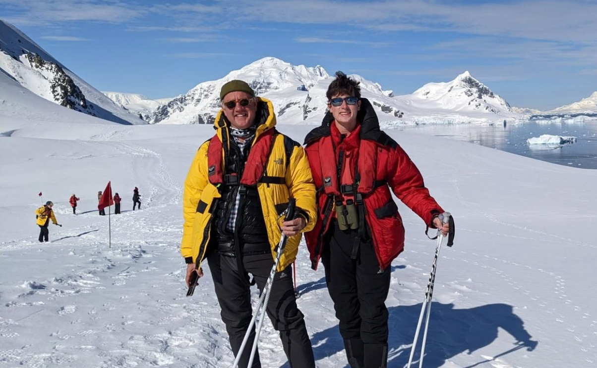 Christopher Wilmot-sitwell and son in Antarctica