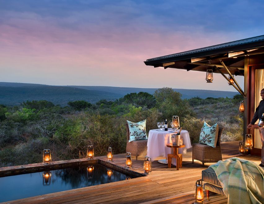 A private dinner at Ecca Lodge, Kwandwe Private Game Reserve