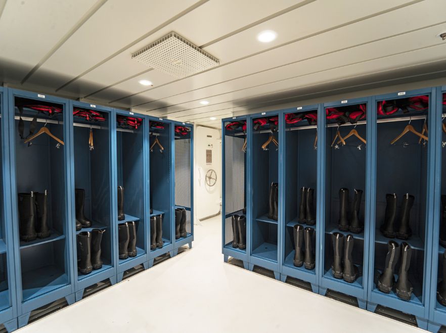 A mud room to keep your landing gear dry and out of your cabin, the Greg Mortimer
