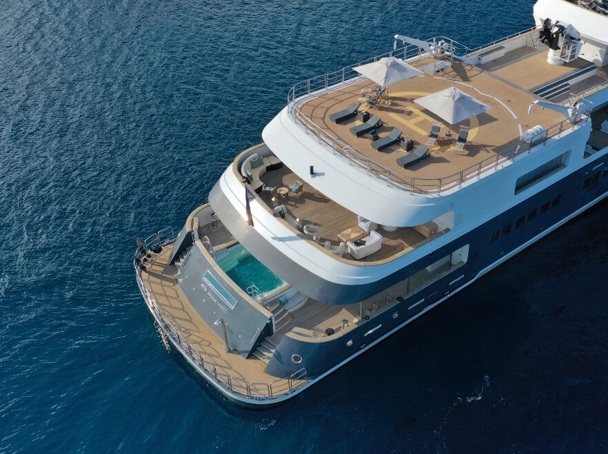 The rear decks and pool on Aqua Lares