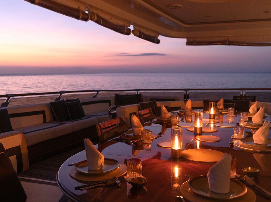 Sunset dinner on the Aqua Mare, The Galapagos