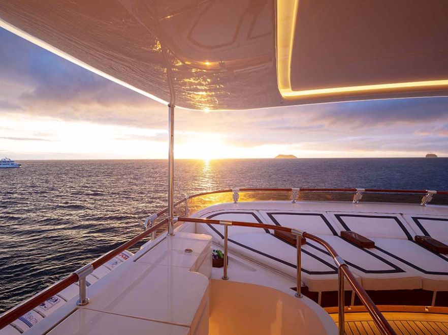 Sunrise on the deck of the Aqua Mare, The Galapagos
