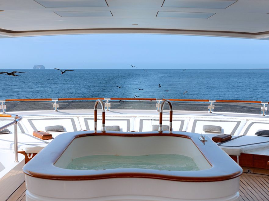 The pool deck on the Aqua Mare, The Galapagos
