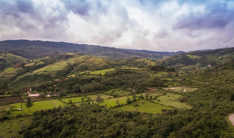 Aerial view of Kentitambo, a hotel in the highlands of Northern Peru