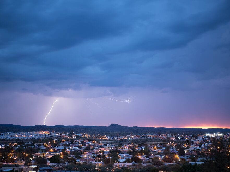 A storm rages near Windhoek, Namibia