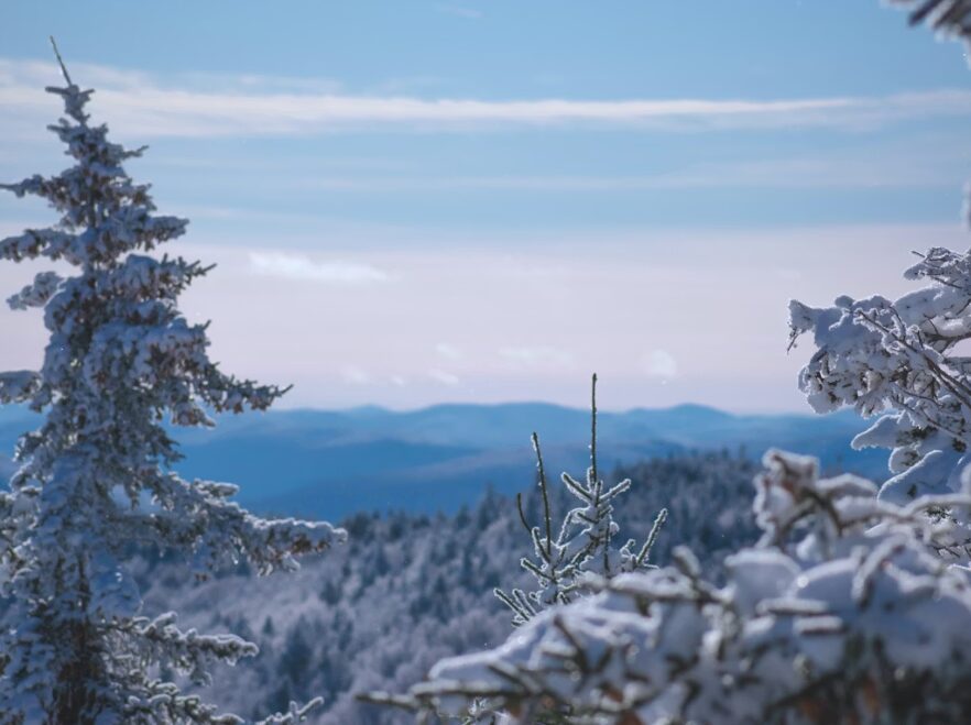 Winter in Stowe, Vermont, New England, USA
