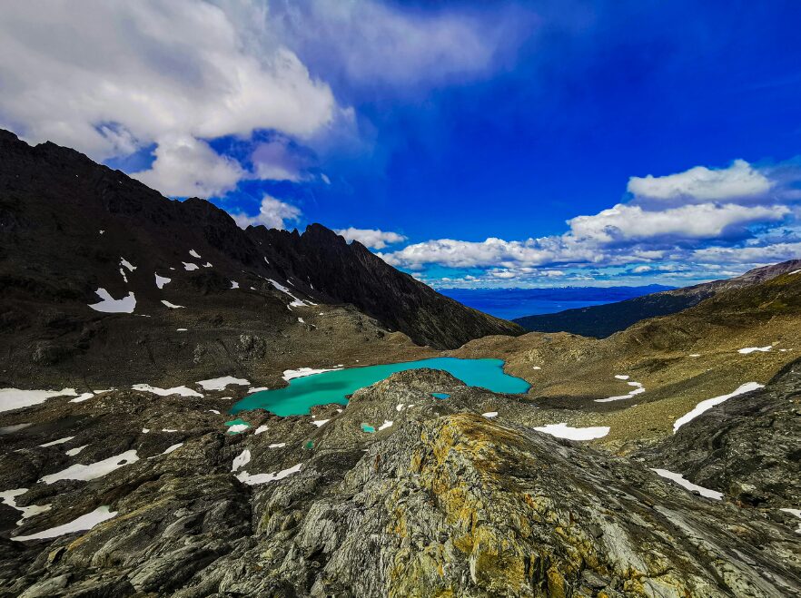 Hiking in the hills of Tierra del Fuego