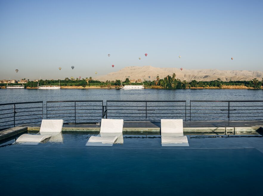 The sun deck on the Historia dahabiya, Egypt