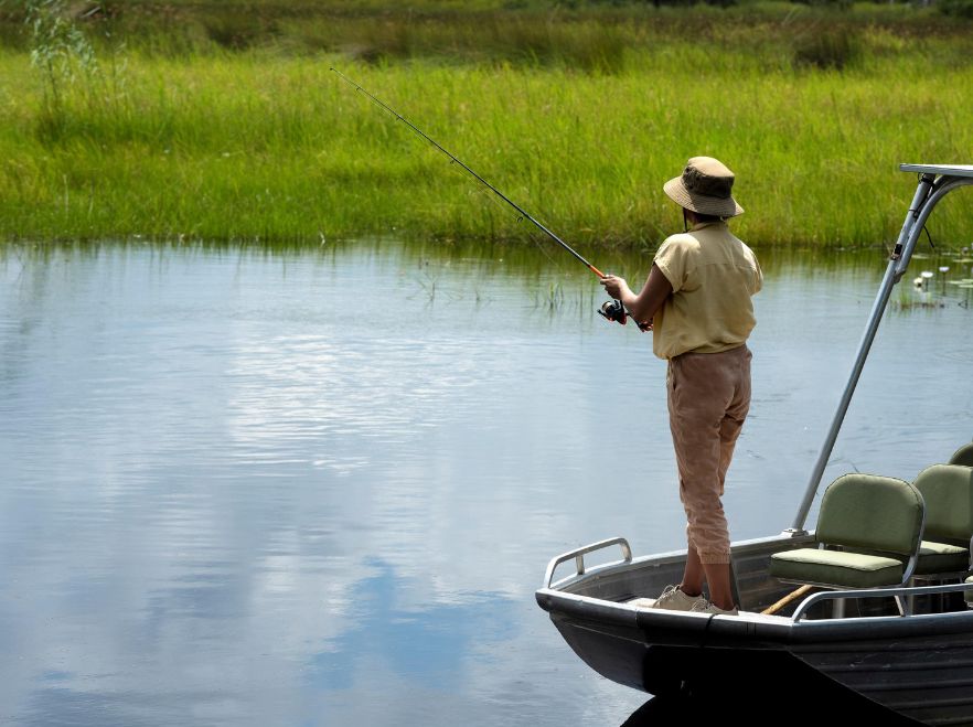 Fishing from Tuludi, Okavango Delta, Botswana