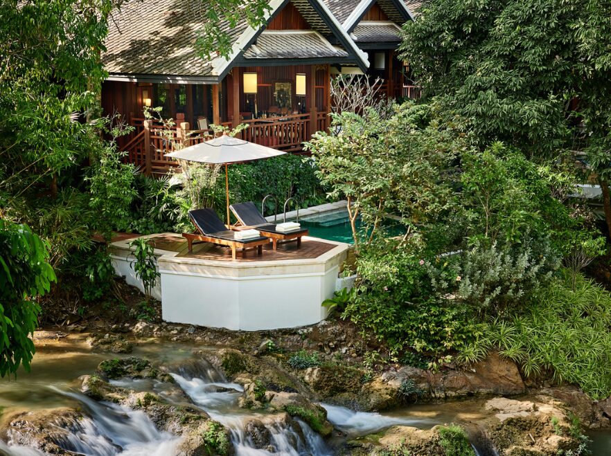 Waterfall Pool Villa Terrace, Rosewood, Luang Prabang, Laos