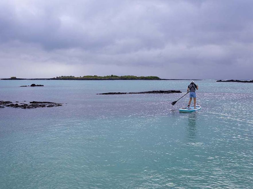 Paddle boarding from the Aqua Mare, The Galapagos
