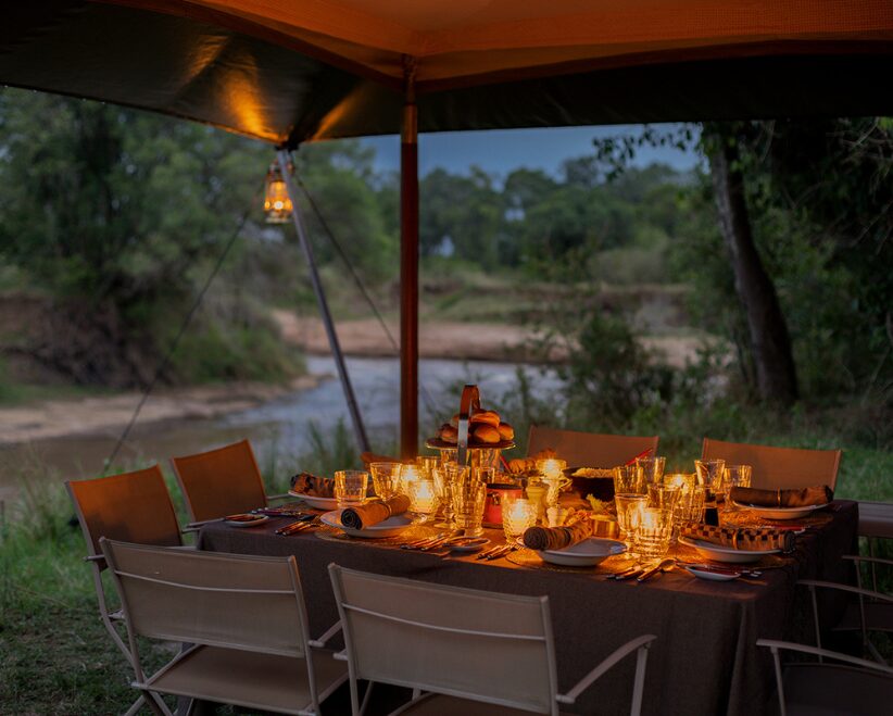 An evening meal at Angama Safari Camp