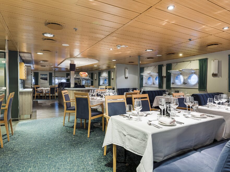 The restaurant onboard the MS Quest