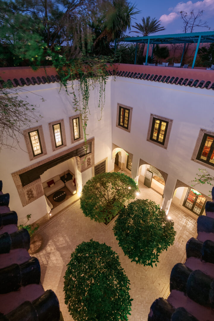 Peaceful courtyards at the Farnatchi, Boutique Hotel Marrakech, Morocco