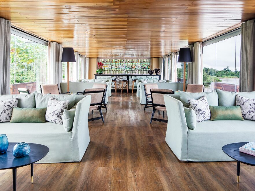 Indoor Lounge Bar, Aria Cruise, Amazon Rainforest, Peru