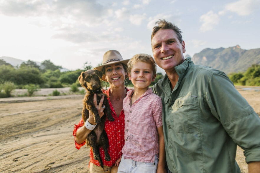 Storm and Rob with their son, the owners of Kalepo Camp, Matthews Mountain Range, Kenya