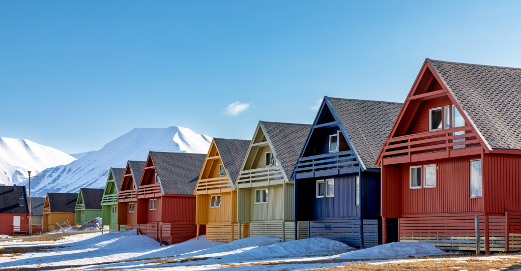 Colourful houses in Longyearbyen, Svalbard, Norway.