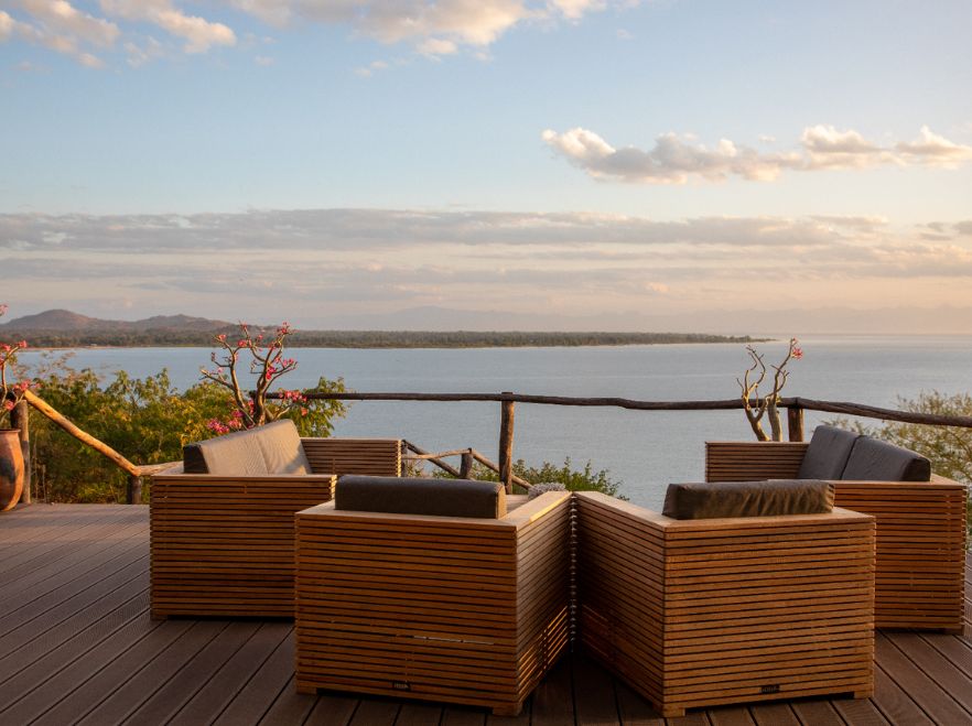 Restaurant views at Pumulani Lodge, Lake Malawi, Malawi