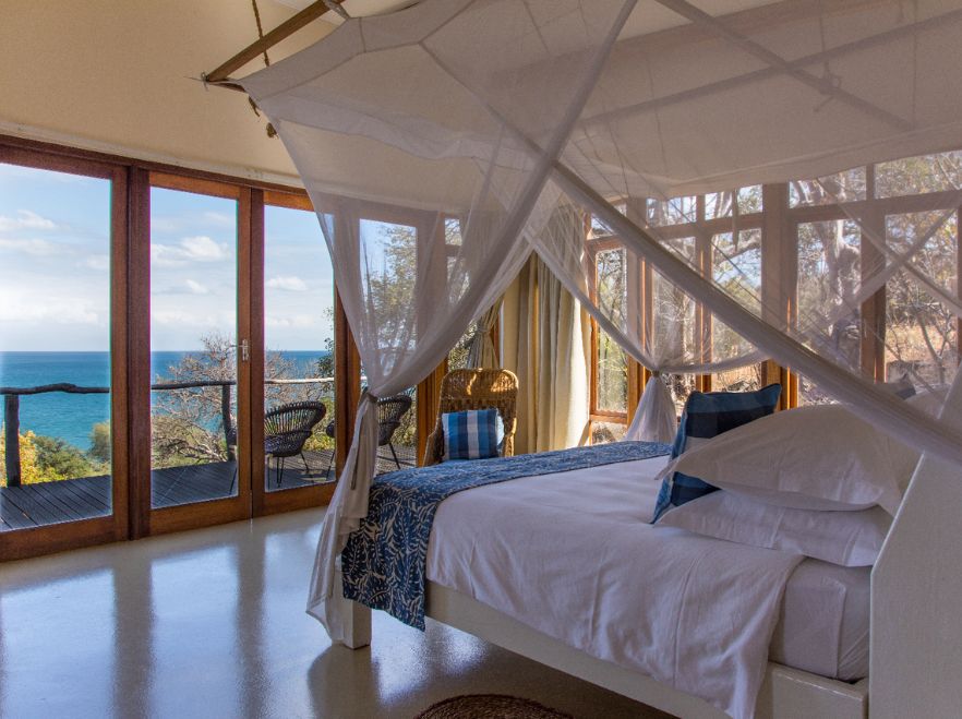 Bedroom at Pumulani Lodge, Lake Malawi, Malawi